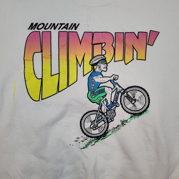 Vintage 90s Mountain Biking Sweatshirt Mens L Boxy Fit Neon Back Hit - Picture 2 of 14